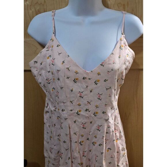Floral Pink Sleeveless Mini Dress With Spaghetti Straps & Pleated Skirt - Womens - Picture 2 of 10